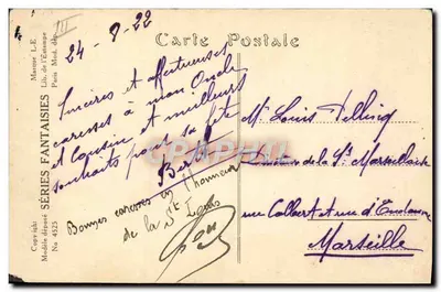 Louis — imię ozdobione różami nad jeziorem — wydawca Maddle Fantaisies, seria 4325 — Rewers