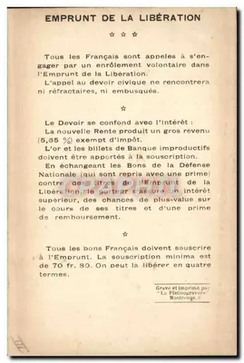 Generale de Langlé de Cary — Comandante dell'Armata, Battaglia della Marna 1914 — Editore: La Platinogravure, Montrouge — Verso