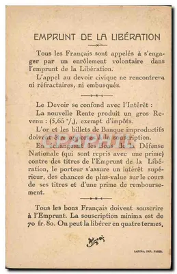 Geral Galliéni — Comandante das Forças de Paris, 1914 — Editor Lafina, Imp. Paris — Verso