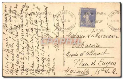 Mężczyzna paliący fajkę — Salies-de-Béarn, Pyrénées-Atlantiques — wydawca nieznany — Rewers