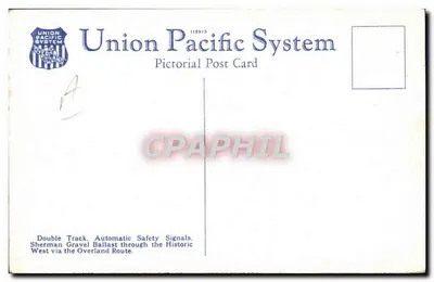 Cowboy montando um cavalo — 'Let 'er Buck.' — Sistema Union Pacific — Verso