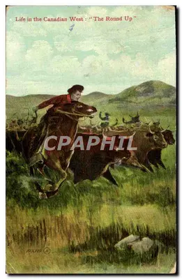 Vida no Oeste Canadense: "The Round Up" — The Valentine & Sons Publishing Co. Ltd. n° 103,115