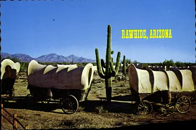 Rawhide, Arizona — acampamento de comboio de carruagens — carta do Petty the Continental