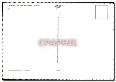 Cavalheiros no Deserto do Arizona — Publ. by Peltley Studios Inc., 1961, Fort Myers, Florida — n° 116080 — Verso