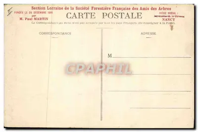 Pavilhão das Florestas — Exposição Internacional de Nancy — Seção Lorena da Sociedade Florestal Francesa dos Amigos das Árvores — Verso