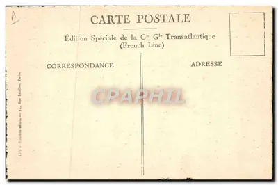 S/S "FRANCE" — (Havre-Nova York) — Edição Especial da Cie Générale Transatlantique (French Line) — Verso