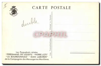 Statki parowe — La Bourdonnais — Imp. Transatlantique, Paryż — Rewers