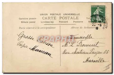 Louise — Retrato feminino com rosas — Carta postal francesa — Verso