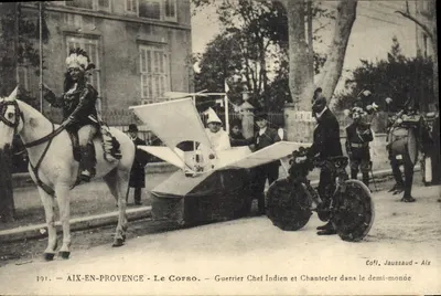 Aix-en-Provence — O Corso — Guerreiro Chefe Indígena e Chantecler no meio mundo — Coll. Jaussaud