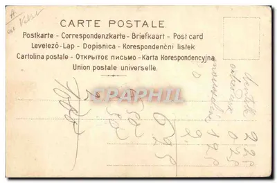 Jeune femme en corset rose — scène de couture — J. J. W. Serie 370 No. 5 — Verso
