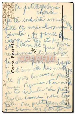 Criança tocando mandolina — com cachorro — desenho de Lacroix — Verso
