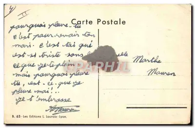 Criança triste — sem você! — Les Editions L. Lacroix, n° B.63 — Verso