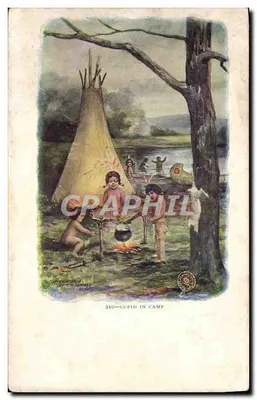 Cupid in Camp — cena de acampamento com tipi — H. Tanner, n° 210