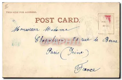 Carta postal humorística — cowboys e um homem furioso — editada por T.S. Ogilvie Pub. Co. em 1906 — Verso