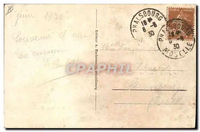 L'église et le couvent — Maison forestière Restaurant Bonne-Fontaine — Éditeur A. Eschmann, Phalsbourg — Verso