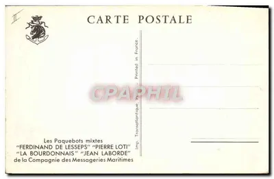Stoomschip — La Bourdonnais — Imp. Transatlantique, Parijs — Achterkant