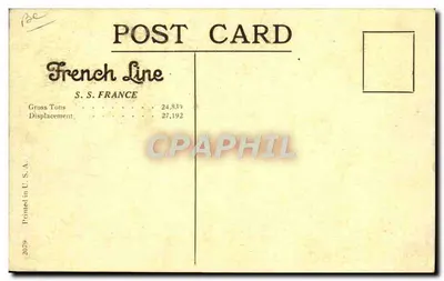 S.S. FRANCJA — Nowy Jork – Plymouth – Havr — Linia Francuska — Rewers