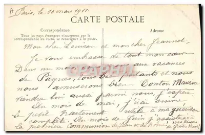 Paryż — Widok na fosę dla niedźwiedzi zanurzoną w wodzie — styczeń 1910 — Wydawca C.P.D. nr 75 — Rewers