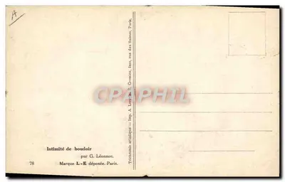 Vrouw in badpak — intieme scène — G. Léonnee, Parijs — Achterkant