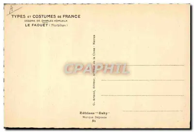 Le Faouët — Typy i stroje Francji — Rysunki Charlesa Homualka — Wydawnictwo Gaby — Rewers