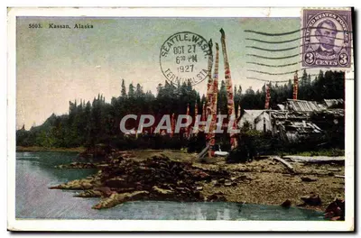 Bilhete postal antigo Kassan Alaska Indiens