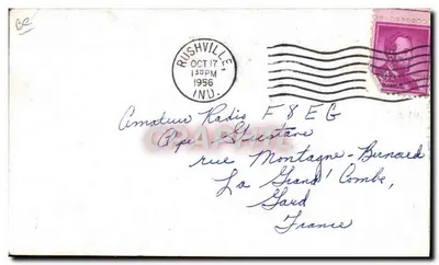Rushville, Ind., U.S.A. — Estação de rádio F8EG — Clyde W. Kennedy, Shelbyville, Ind. — Verso