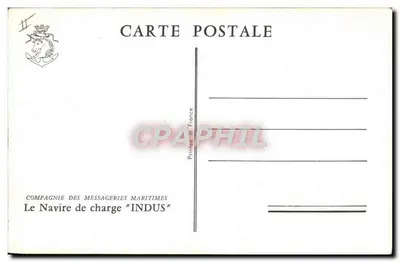 Statek ładowny "INDUS" — Spółka Messageries Maritimes — wydruk w Francji — Rewers