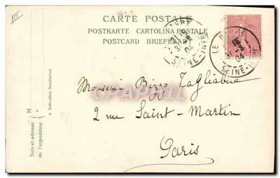 Il telegrafo senza fili — Illustrazione umoristica di Marco Marcovici, editore Bruxelles, n° 6465. — Verso