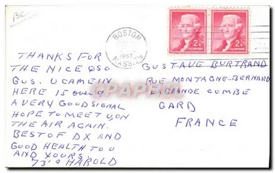 QSO de rádio amador — W1ACV — WAAYV PRINT — Verso