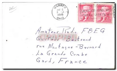 Cortland, Ohio, U.S.A. — Radio F8EG confirmando QSO — W3FSW Print — Verso