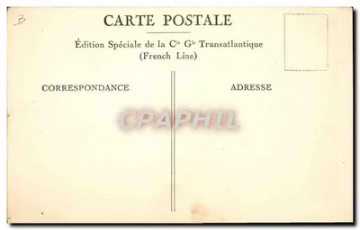 Kabina pierwszej klasy — statkiem „ÎLE DE FRANCE” — Wydanie specjalne firmy Gé Transatlantique (French Line) — Rewers