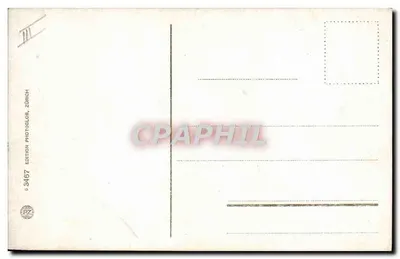 Mulheres e cabras diante de uma cabana de madeira — Edição Photoglob, Zürich, n° 3467 — Verso