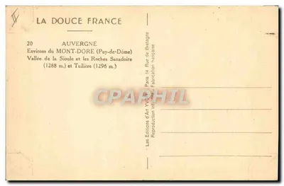 Vale da Sioule e Roches Sanadoire — Auvergne — Edições de Arte Yvonne — Verso