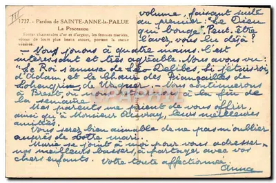 Stara pocztówka Folklore Pardon de Sainte Anne La Palue Procesja — Rewers
