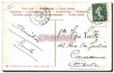 Telegrafistas — grupo de homens em uniforme — Dr. Trenkler, Bruxelas, Série 1829 — Verso