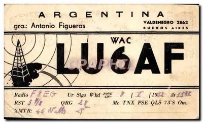 Radiokarte — Division LU República Argentina — unbekannter Verlag, Seriennummer nicht sichtbar — Rückseite