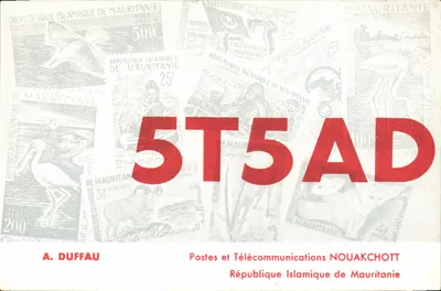 QSL-Karte der Islamischen Republik Mauretanien — A. Duffau — Postes et Télécommunications Nouakchott