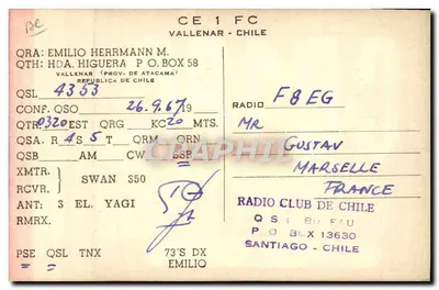 CE1FC — Émilio Herrmann M. — Vallenar, Chile — Verso