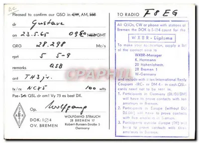 DL11RZ — Call sign de radio amateur — éditeur DOK Bremen — Verso