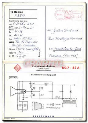 Tubo de raio catódico DG7-52A — TELEFUNKEN — editor e número de série DG7-52A — Verso