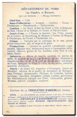 Die Departemente: NORD — Ausgabe der CHOCOLATERIE D'AIGUEBELLE — Rückseite