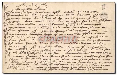 Casal apaixonado — ilustração romântica — selo postal francês 2 centavos — Verso