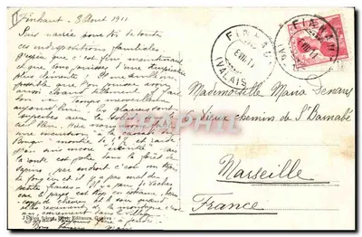 Nos cume — Aiguille verte e o Mont-Blanc — J.J. 8162 — Verso