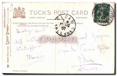Amateur Gardening — A Labour of Love — Tuck's Post Card — Verso