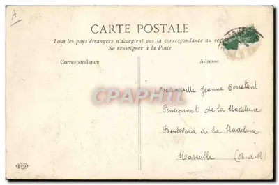 Frau im exotischen Kleid — 1. April — E. Lesur — Rückseite