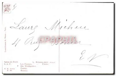 Les Faunes — Fauns — L. Kowalsky, PINXIT — N° 90 — Salon de Paris — Verso