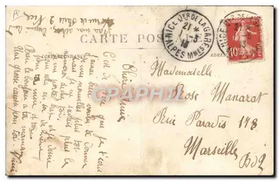 Bilhete postal antigo Carnaval de Nice As pílulas do diabo — Verso