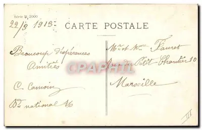 Bebê sentado em choux — cartão postal de 1913 — Série N°7000 — Verso
