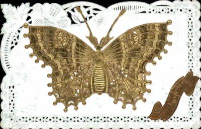 Butterfly — motif doré sur fond dentelé — éditeur R. 176