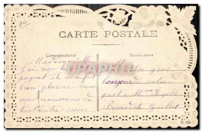 Butterfly — motif doré sur fond dentelé — éditeur R. 176 — Verso
